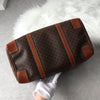 Celine Vintage Macadam PVC/Leather Mini Boston Bag Handbag Brown
