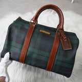 ポロ ラルフローレン チェック柄 PVC ミニボストンバッグ ハンドバッグ グリーン - NEWSED