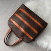 Celine Vintage Macadam PVC/Leather Handbag Freestanding Brown