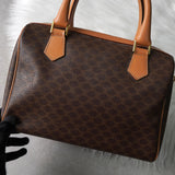 セリーヌ マカダム PVC レザー ミニボストンバッグ ハンドバッグ ブラウン - NEWSED