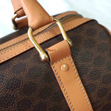 セリーヌ マカダム PVC / レザー ミニボストンバッグ ハンドバッグ ブラウン - NEWSED