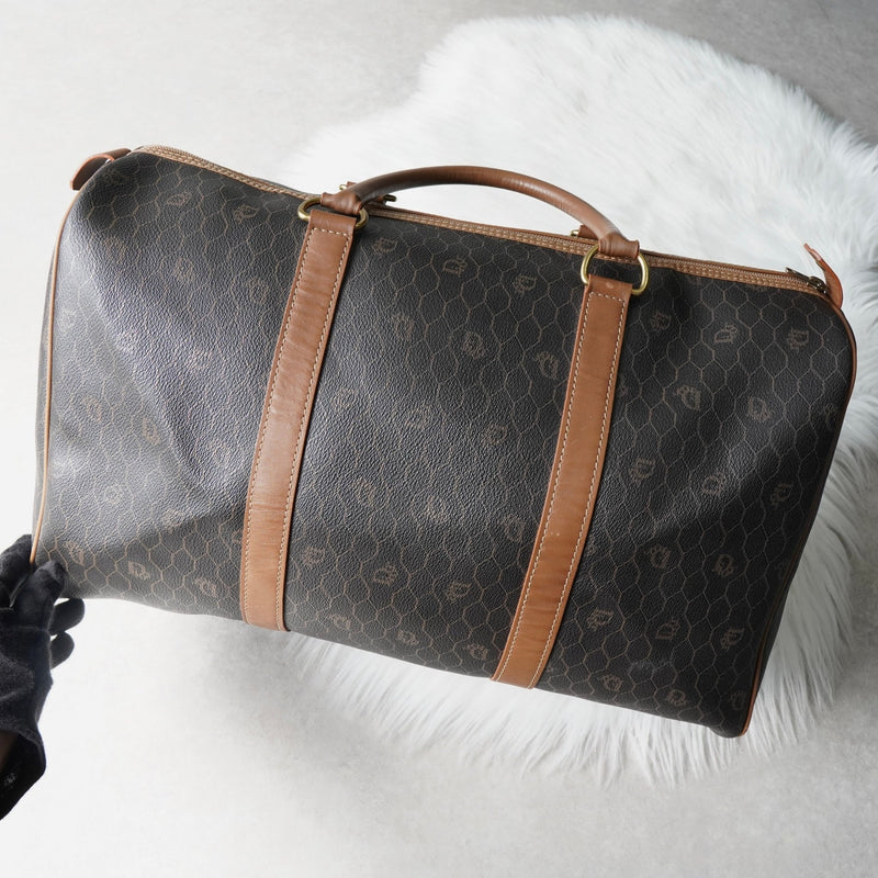 クリスチャン ディオール ヴィンテージ ハニカム柄 PVC ボストンバッグ ハンドバッグ ブラウン系 - NEWSED