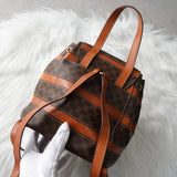 セリーヌ マカダム PVC / レザー ストライプ リュックサック ブラウン - NEWSED