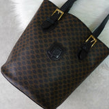 セリーヌ マカダム PVC レザー トートバッグ バケツ型 ブラウン / ブラック - NEWSED