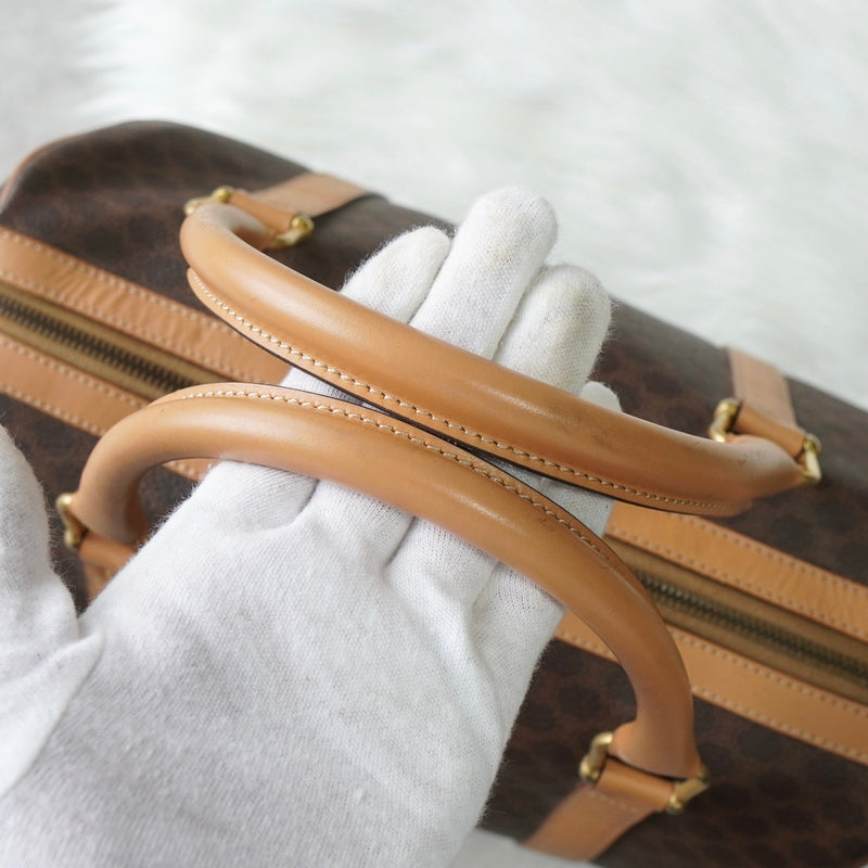 セリーヌ マカダム PVC / レザー ミニボストンバッグ ハンドバッグ ブラウン - NEWSED