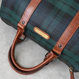 ラルフローレン チェック柄 PVC / レザー ミニボストンバッグ ハンドバッグ グリーン / ブラウン - NEWSED