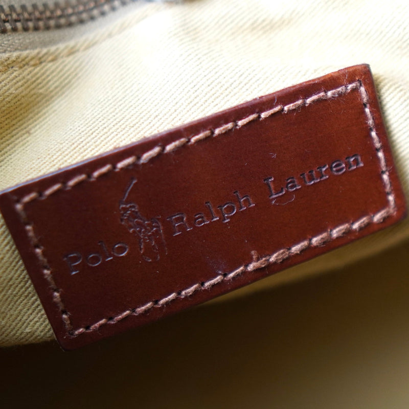 ポロ ラルフローレン チェック柄 PVC ハンドバッグ ミニボストンバッグ グリーン - NEWSED