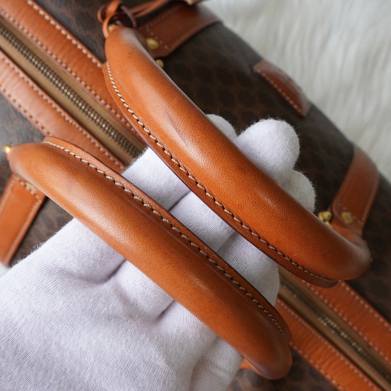 セリーヌ ヴィンテージ マカダム PVC ボストンバッグ トラベルバッグ ブラウン - NEWSED