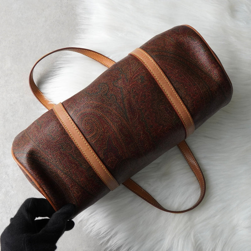 エトロ ペイズリー PVC ミニドラムバッグ ハンドバッグ ボルドー - NEWSED