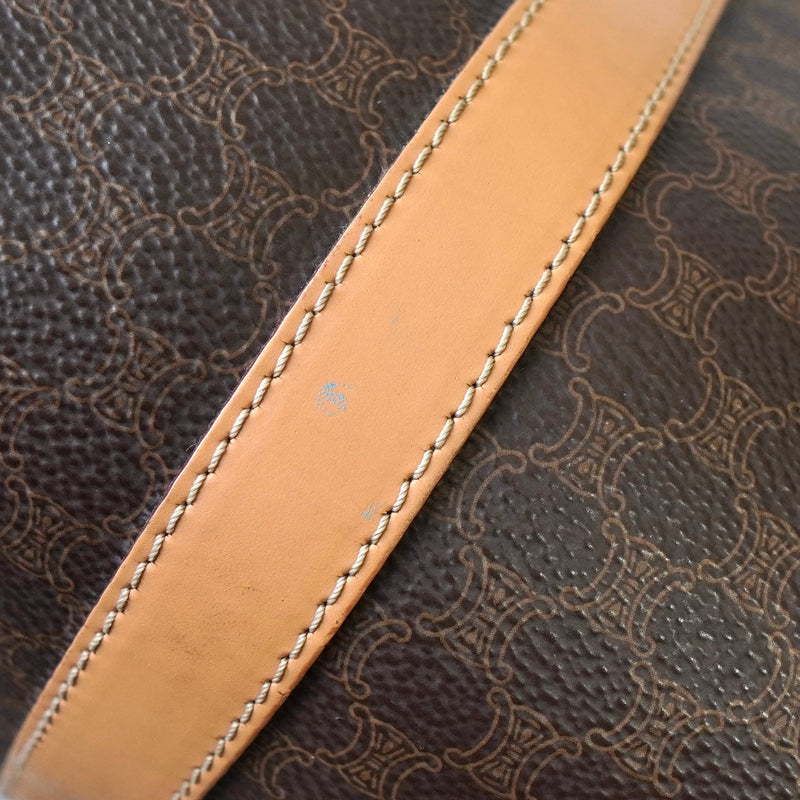 セリーヌ マカダム PVC / レザー ミニボストンバッグ ハンドバッグ ブラウン - NEWSED