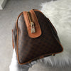 Celine Vintage Macadam PVC/Leather Mini Boston Bag Handbag Brown