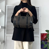 セリーヌ マカダム PVC レザー ミニボストンバッグ ハンドバッグ ブラウン ブラック - NEWSED