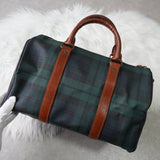 ポロ ラルフローレン チェック柄 PVC ミニボストンバッグ ハンドバッグ グリーン - NEWSED