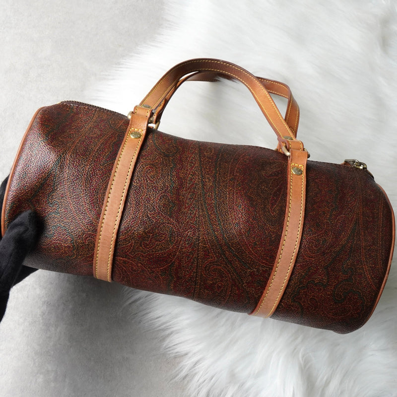 エトロ ペイズリー PVC ミニドラムバッグ ハンドバッグ ボルドー - NEWSED