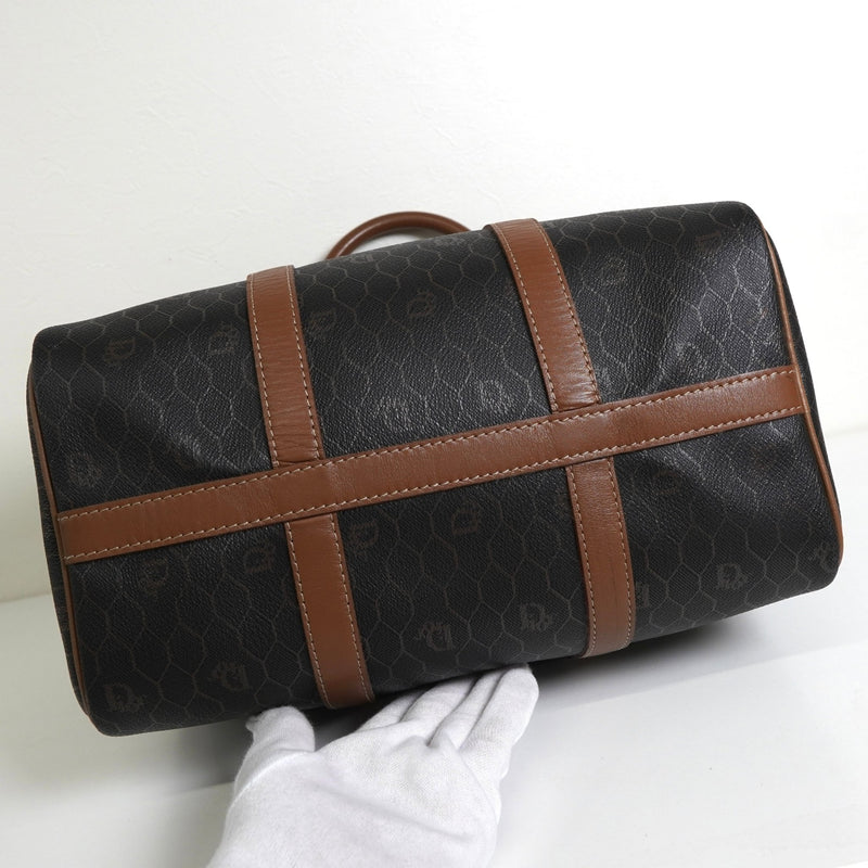 クリスチャン ディオール ハニカム PVC レザー ミニボストンバッグ ブラック / ブラウン - NEWSED