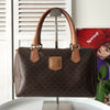 Celine Vintage Macadam PVC/Leather Mini Boston Bag Handbag Brown