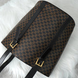 セリーヌ マカダム PVC / レザー トートバッグ 自立型 ブラック / ブラウン - NEWSED