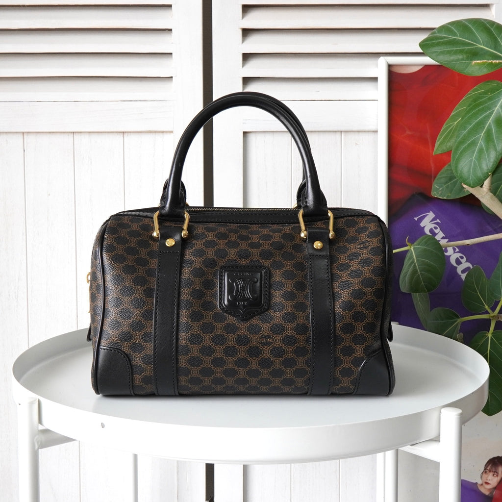 セリーヌ マカダム PVC ミニボストンバッグ ブラック