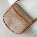 セリーヌ ヴィンテージ マカダム PVC / レザー ミニ ショルダーバッグ ベージュ / キャメル - NEWSED