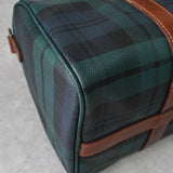 ラルフローレン チェック柄 PVC / レザー ミニボストンバッグ ハンドバッグ グリーン / ブラウン - NEWSED