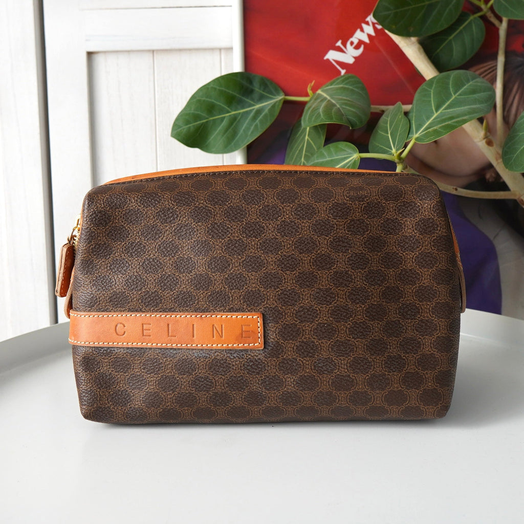 Celine Macadam PVC/Leather Second Bag Pouch Brown