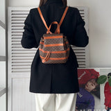 セリーヌ マカダム PVC / レザー ストライプ リュックサック ブラウン - NEWSED