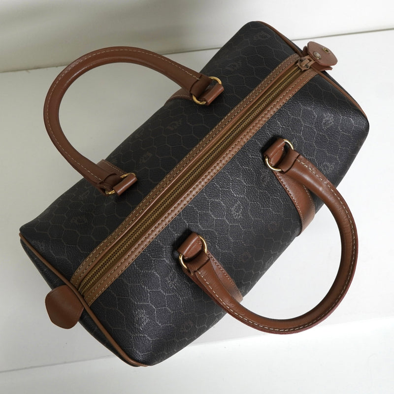 クリスチャン ディオール ハニカム PVC レザー ミニボストンバッグ ブラック / ブラウン - NEWSED