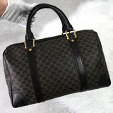 セリーヌ マカダム PVC レザー ミニボストンバッグ ハンドバッグ ブラウン ブラック - NEWSED