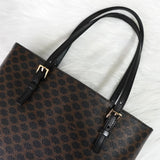 セリーヌ マカダム PVC レザー トートバッグ ハンドバッグ ブラウン ブラック - NEWSED