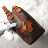 Celine Vintage Macadam PVC/Leather Handbag Freestanding Brown