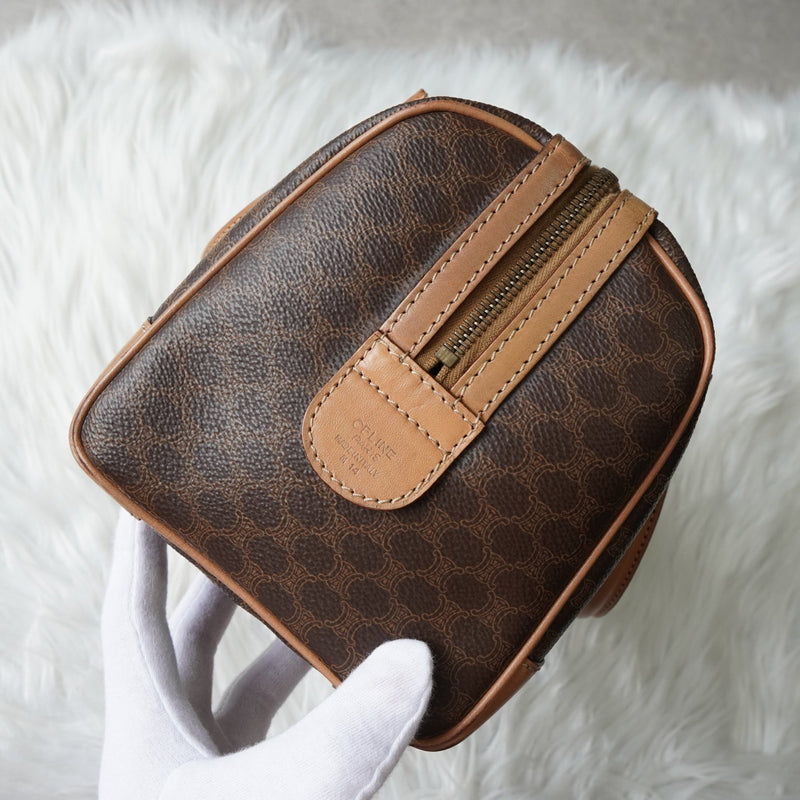 セリーヌ ヴィンテージ マカダム PVC ミニボストンバッグ ハンドバッグ ブラウン - NEWSED