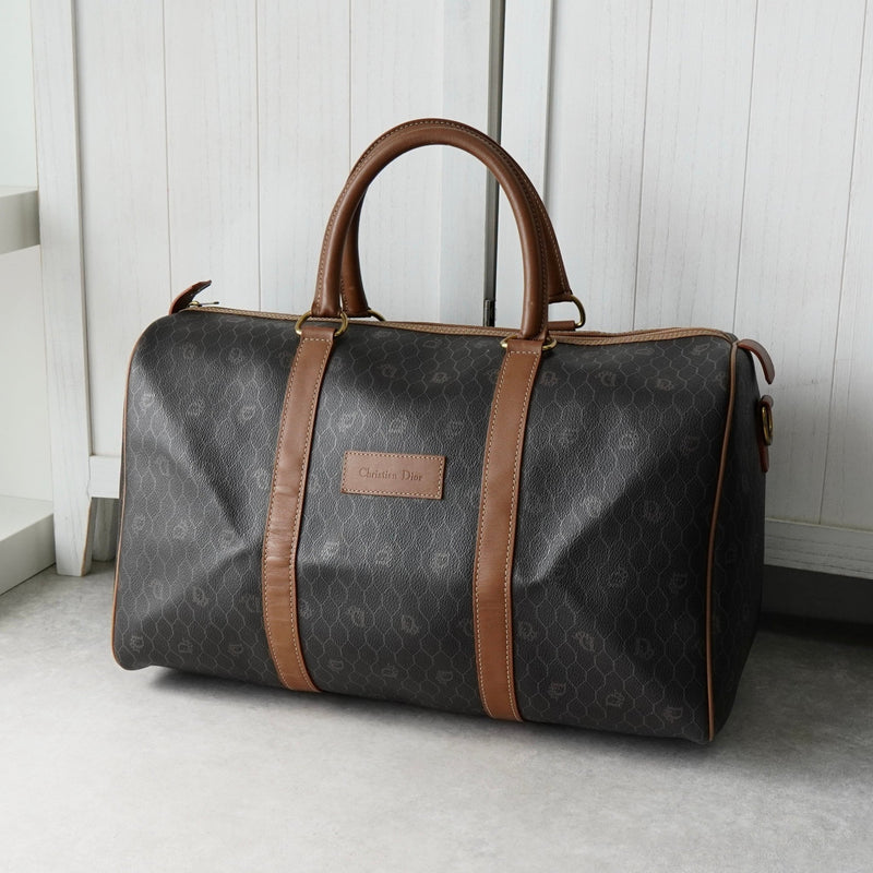 クリスチャン ディオール ヴィンテージ ハニカム柄 PVC ボストンバッグ ハンドバッグ ブラウン系 - NEWSED