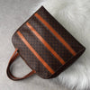 Celine Vintage Macadam PVC/Leather Handbag Freestanding Brown