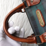 ポロ ラルフローレン チェック柄 ミニボストンバッグ PVC ダークグリーン - NEWSED