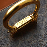 セリーヌ ヴィンテージ マカダム ゴールド ガンチーニ ワンハンドル PVC / レザー ハンドバッグ 自立型 ブラウン - NEWSED