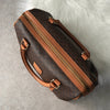 Celine Vintage Macadam PVC/Leather Mini Boston Bag Handbag Brown