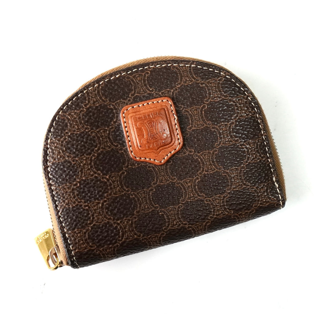 Celine Macadam PVC/皮革零钱​​包 棕色