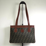 フェンディ ズッカ PVC レザー セミ ショルダーバッグ トートバッグ ブラウン - NEWSED