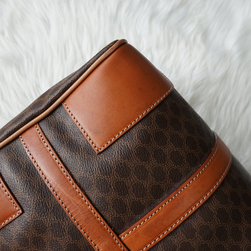 セリーヌ ヴィンテージ マカダム PVC ボストンバッグ トラベルバッグ ブラウン - NEWSED