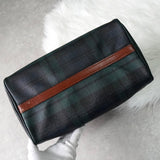 ポロ ラルフローレン チェック柄 PVC / レザー ミニボストンバッグ ハンドバッグ グリーン ブラウン - NEWSED