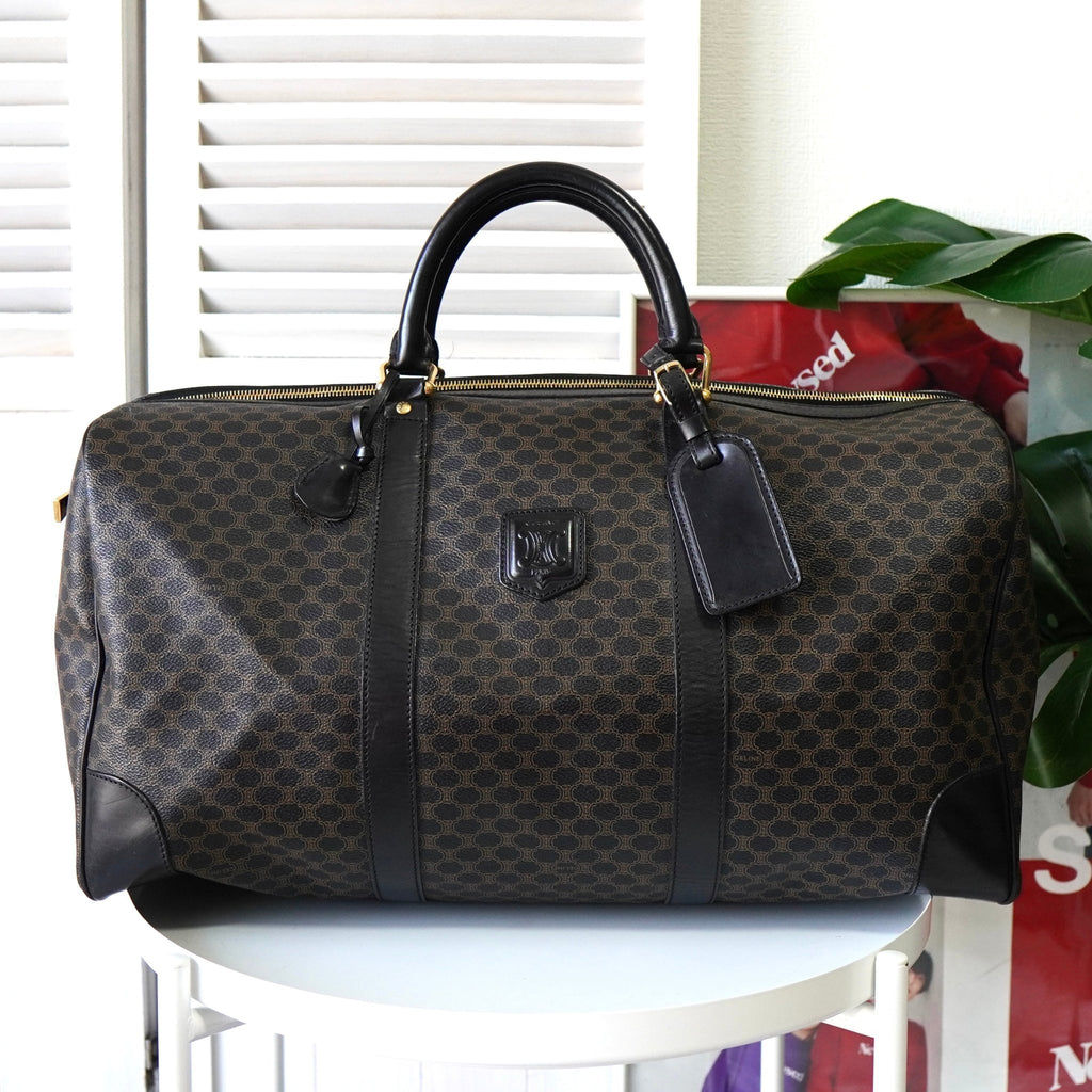 セリーヌ マカダム PVC / レザー ボストンバッグ ブラック