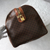 ヴィンテージ セリーヌ マカダム ボストンバッグ PVC / レザー ブラウン 南京錠・鍵付き - NEWSED