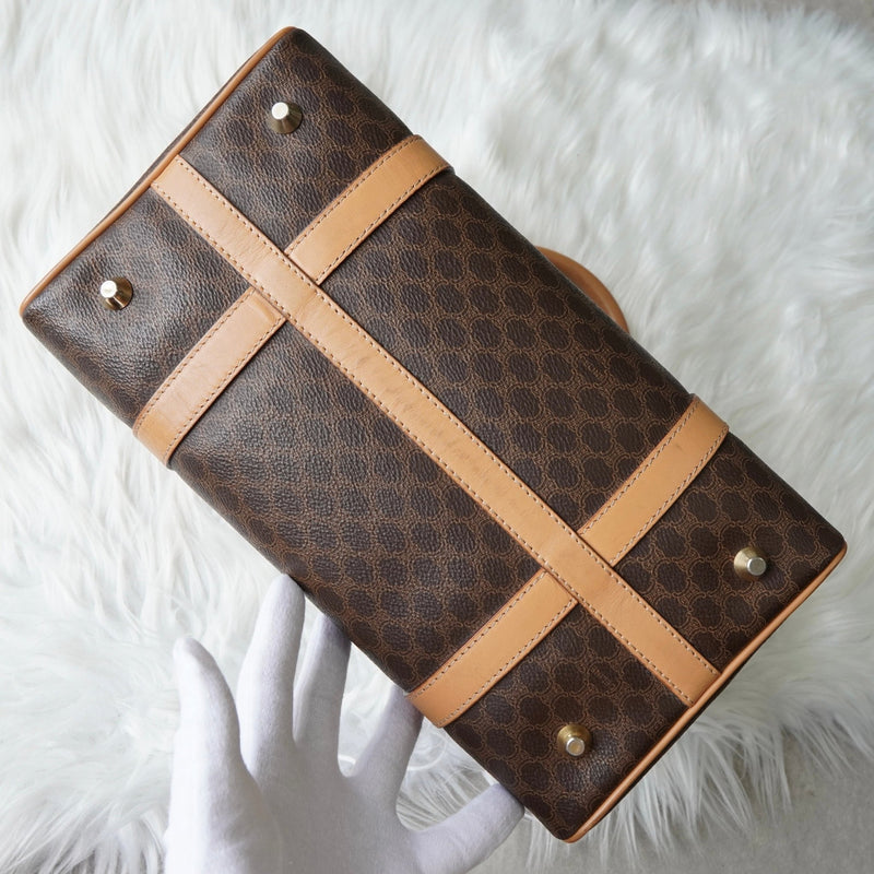 セリーヌ ヴィンテージ マカダム PVC ミニボストンバッグ ハンドバッグ ブラウン - NEWSED