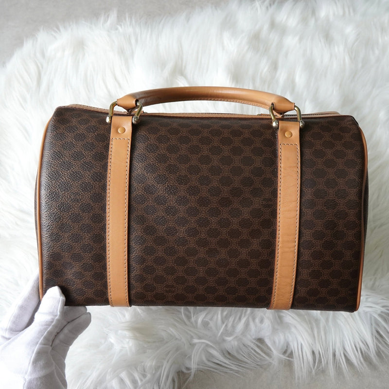 セリーヌ ヴィンテージ マカダム PVC ミニボストンバッグ ハンドバッグ ブラウン - NEWSED