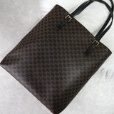 セリーヌ マカダム PVC レザー トートバッグ ハンドバッグ ブラウン ブラック - NEWSED