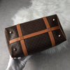 Celine Vintage Macadam PVC/Leather Mini Boston Bag Handbag Brown