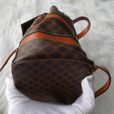 セリーヌ マカダム PVC / レザー ストライプ リュックサック ブラウン - NEWSED