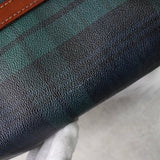 ポロ ラルフローレン チェック柄 PVC / レザー ミニボストンバッグ ハンドバッグ グリーン ブラウン - NEWSED