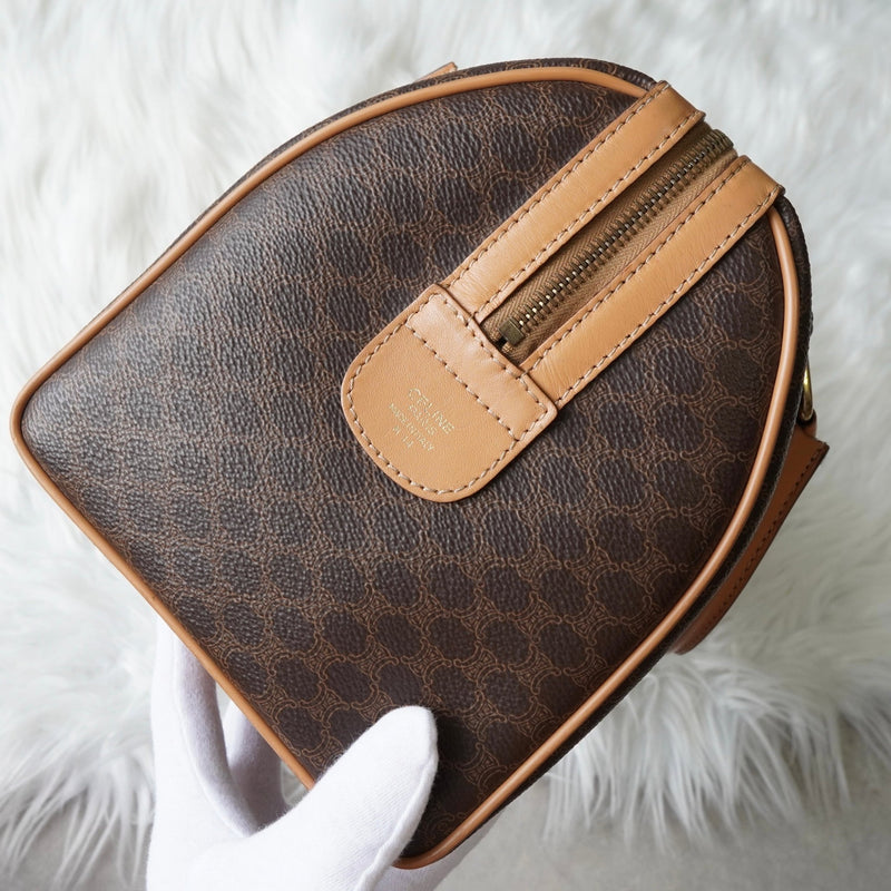 セリーヌ ヴィンテージ マカダム PVC ミニボストンバッグ ハンドバッグ ブラウン - NEWSED