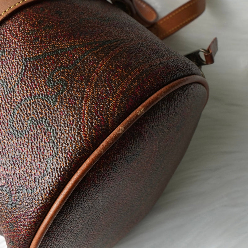 エトロ ペイズリー PVC ミニドラムバッグ ハンドバッグ ボルドー - NEWSED